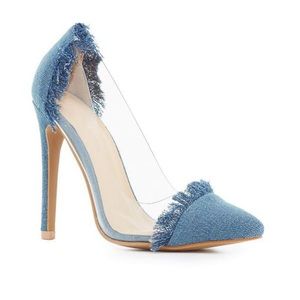 Denim clear Perspex heels